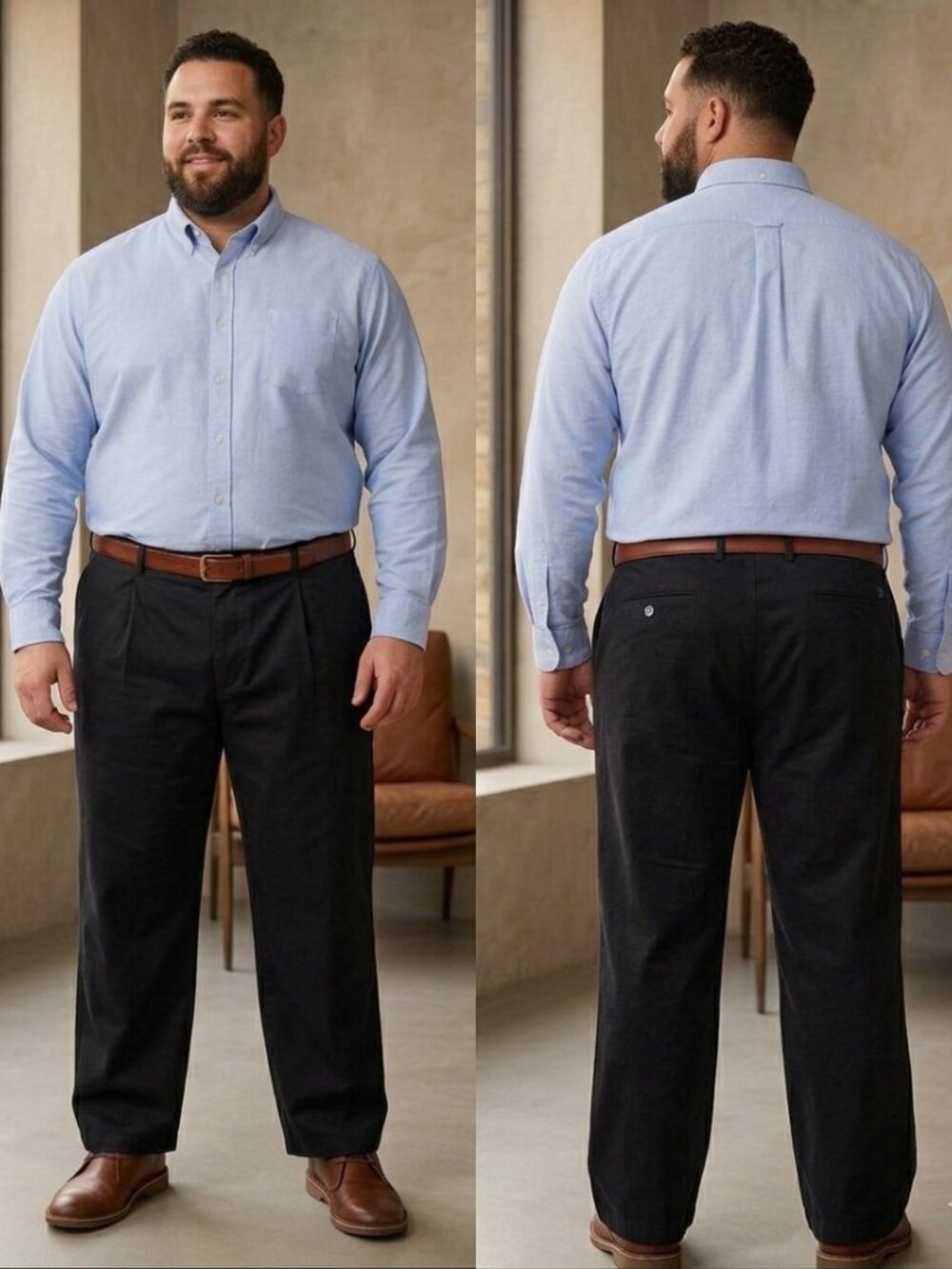 Puritan Men's Black Straight Leg Chino Dress Pants Size 44x32